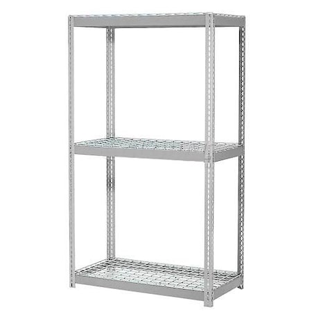 Global Industrial 3 Shelf, Boltless Shelving, Starter, 3300 lb Cap, 96inW x 24inD x 84inH, Wire Deck B2296865